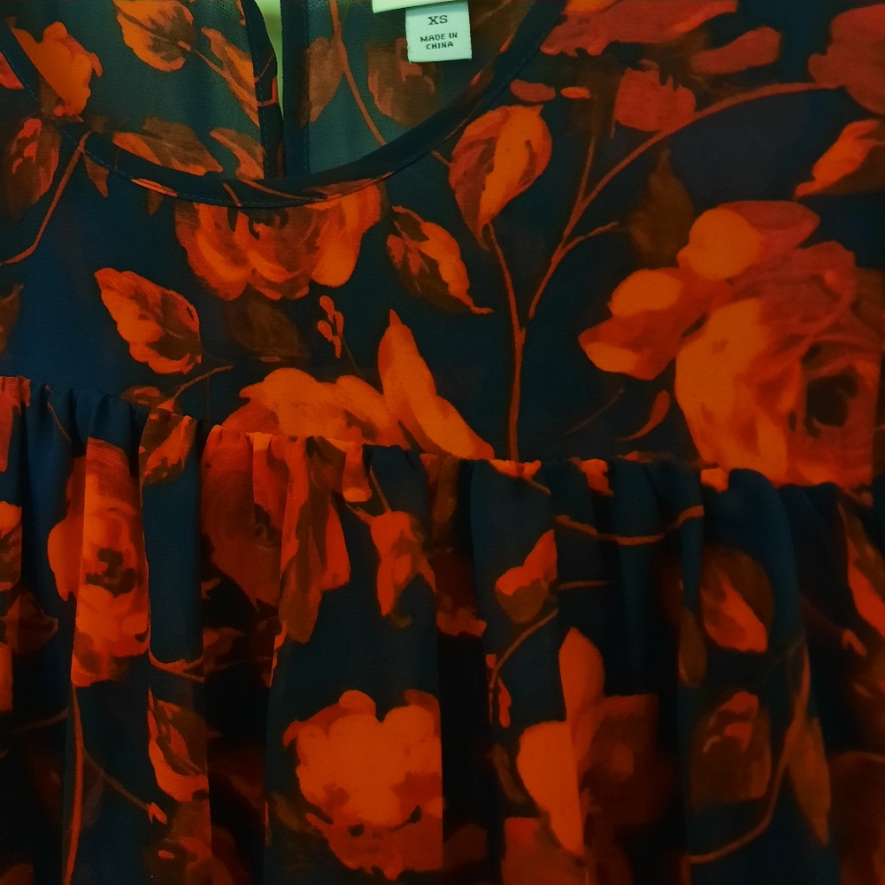 A New Day Women's Babydoll Floral Blouse XS Oversized - Picture 5 of 9